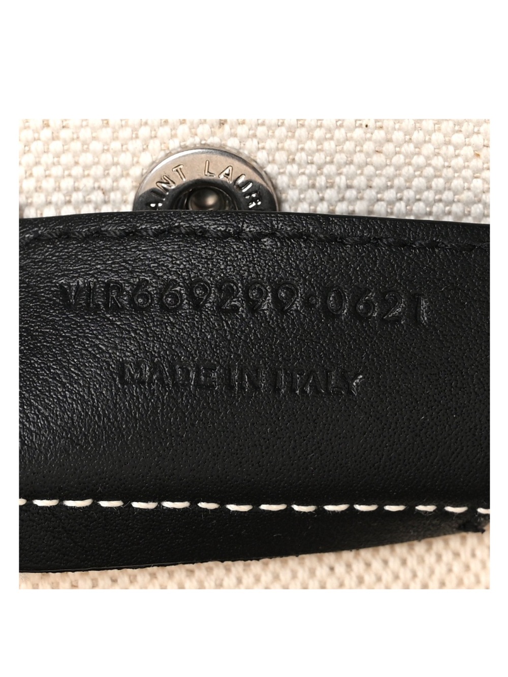 SAINT LAURENT RIVE GAUCHE CANVAS BUCKET BAG W/ LEATHER ZIP POUCH - IVORY/BLACK - Picture 7 of 10